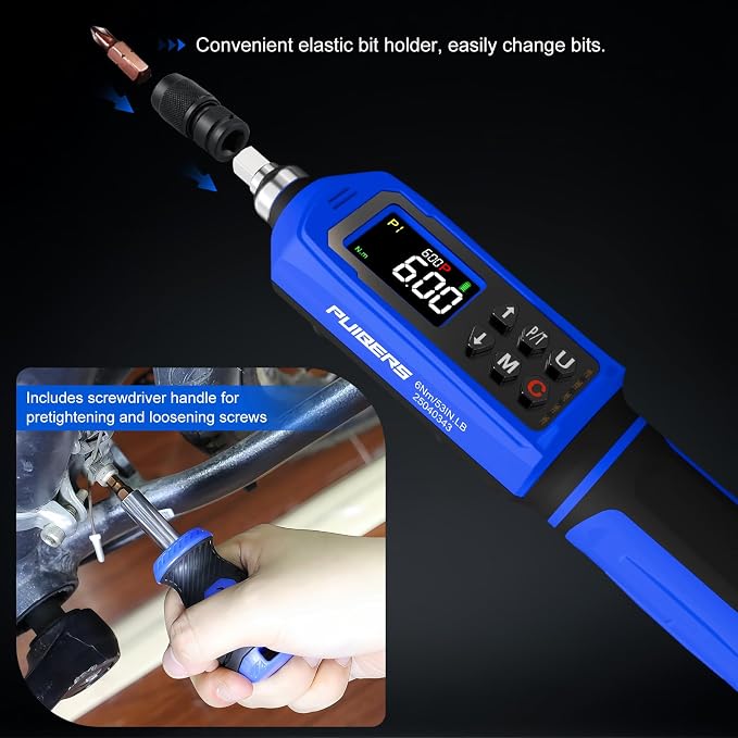 46 Pcs Digital Torque Screwdriver Set 1/4",0.8-53.2 LB.IN Adjustable Inch Pound Torque Screwdriver, Torque Wrench Screwdriver ±1% Accuracy, LCD with Buzzer & LED Alerts