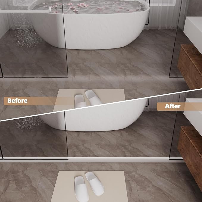 78” White Shower Threshold Water Dam Stopper for Dry and Wet Separation,Self Adhesive Collapsible Walk in Shower Splash Guard Seal Strip,Silicone Sink Edge Water Barrier for Bathroom and Kitchen