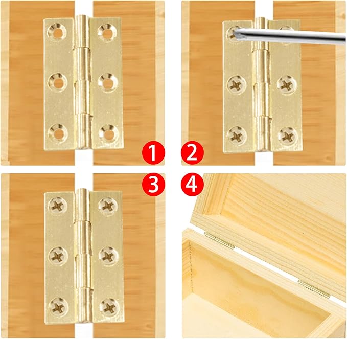 6Pcs 1.5 Inch Butt Hinges, Gold, Classic Style, Brass, Polished