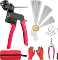 300PCS Metal Zip Ties Gun Kit, Silver 7.8"/9.8"/11.8" Self-Locking 304 Stainless Steel Zip Ties, Heavy Duty Cable Tie Fastening Cutting Release Tool Set for Outdoor Fence, Exhaust Pipe and Farm Use.
