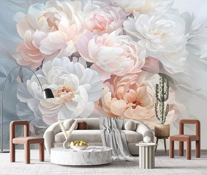 YQWDMX - Large Peony Flower Peel and Stick Wallpaper wall Paintings for Bedroom ZY09 L