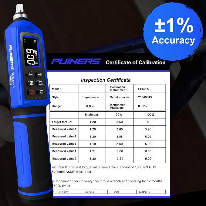 46 Pcs Digital Torque Screwdriver Set 1/4",0.8-53.2 LB.IN Adjustable Inch Pound Torque Screwdriver, Torque Wrench Screwdriver ±1% Accuracy, LCD with Buzzer & LED Alerts