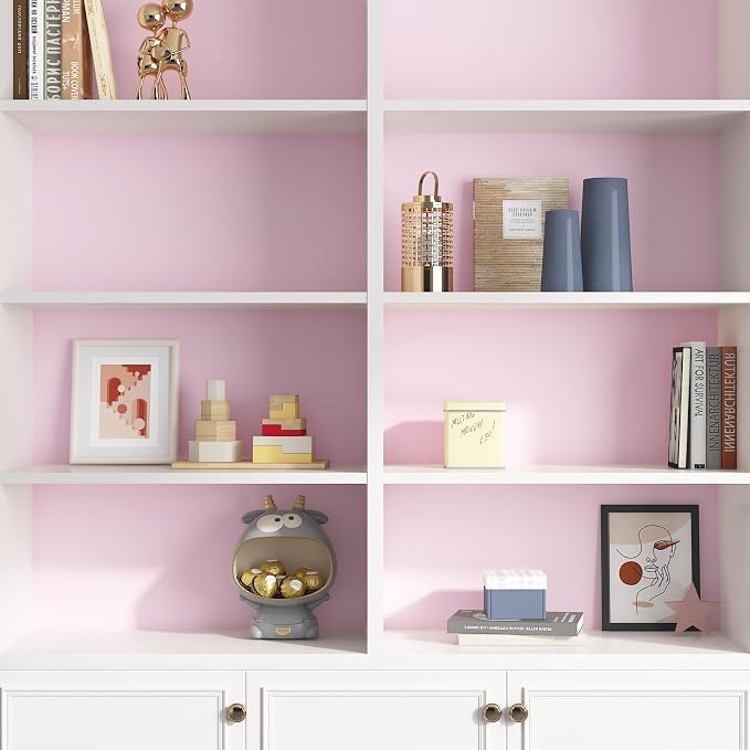 Pink Wallpaper - Pink Peel and Stick Wallpaper for Bedroom Pinkish Wall Paper Vinyl Wrap 17.7x120 Inch Pinkish Contact Paper for Cabinets and Drawers Solid Color Vinyl Wrap Self Adhesive