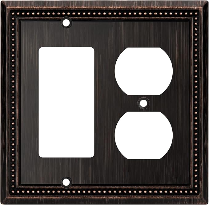 Henne Bery Sunken Pearls Heavy Duty Decorative Wall Plate Switch Plate Outlet Cover (Decorator/Duplex, Aged Bronze)