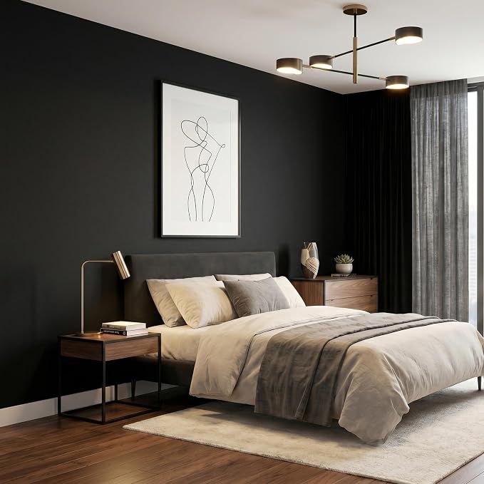 FUKU MON 24"x786" Black Wallpaper Peel and Stick Black Contact Paper Matte Solid Textured Self Adhesive Removable Thick Vinyl Film Roll for Cabinets Bedroom Wall Decoration