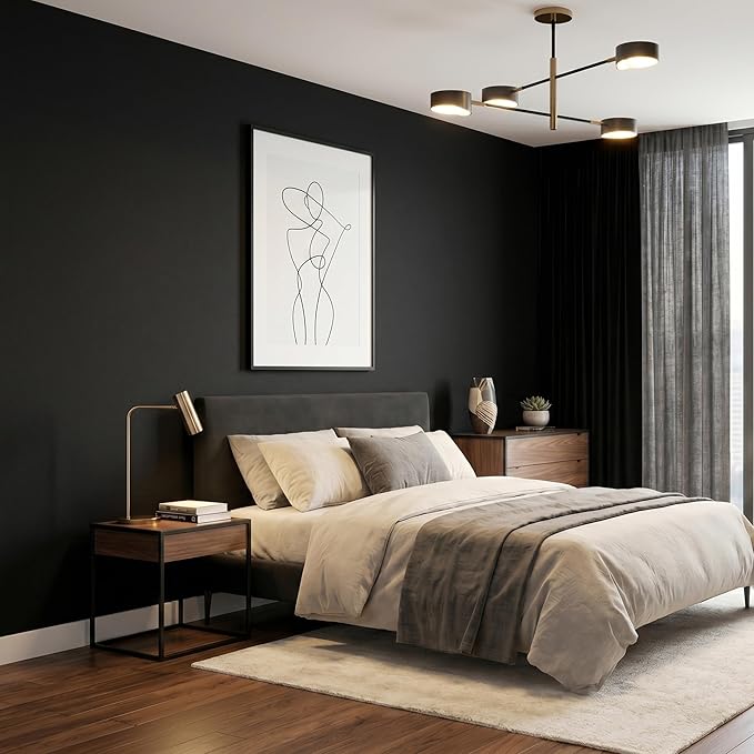 FUKU MON 24"x394" Black Wallpaper Peel and Stick Black Contact Paper Matte Solid Textured Self Adhesive Removable Thick Vinyl Film Roll for Cabinets Bedroom Wall Decoration