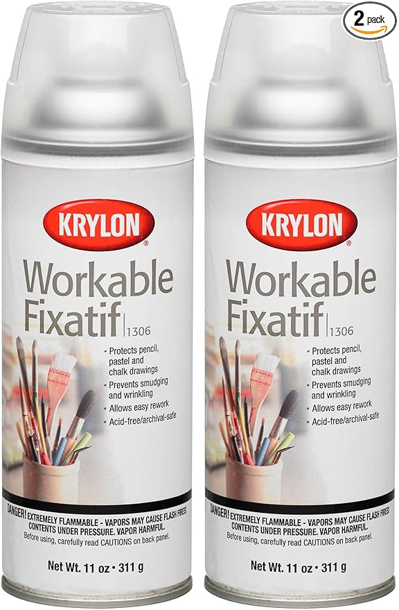 Krylon K01306 Workable Fixatif Spray Clear, 11-Ounce Aerosol,Matte (Pack of 2)