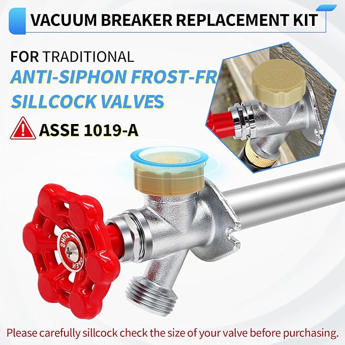 Boltigen Outdoor Faucet Repair Kit, ASSE 1019-A Vacuum Breaker Outside Faucet Repair Kit, Hose Bib Spigot Repair Kit for Anti-Siphon Frost-Free Sillcock Valves, Vacuum Breaker Replacement Kit