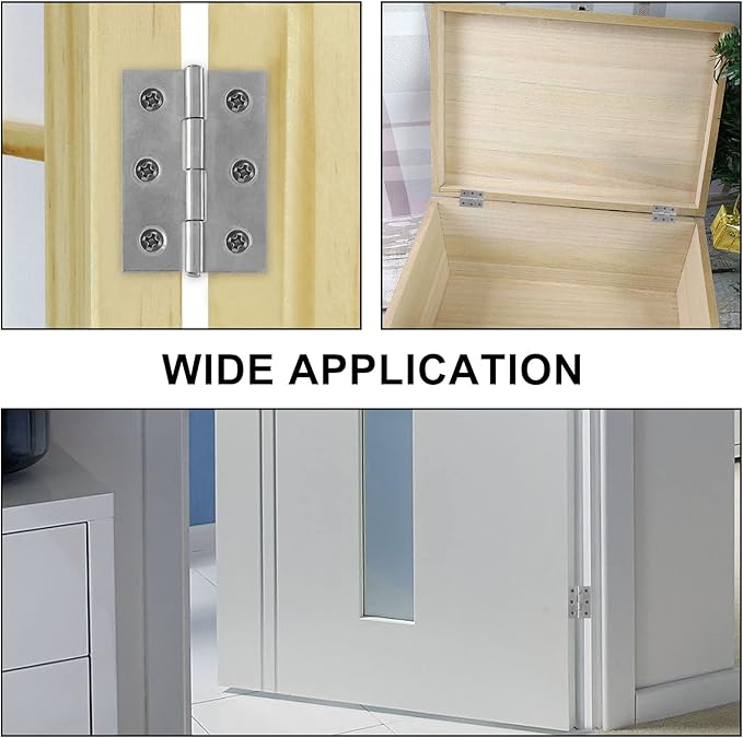 Murtenze 16 Pack 2 Inch Door Hinge Cabinet Hinge,Silver Butt Hinges Ball Bearing Window Outdoor Hinges with Mounting Screws