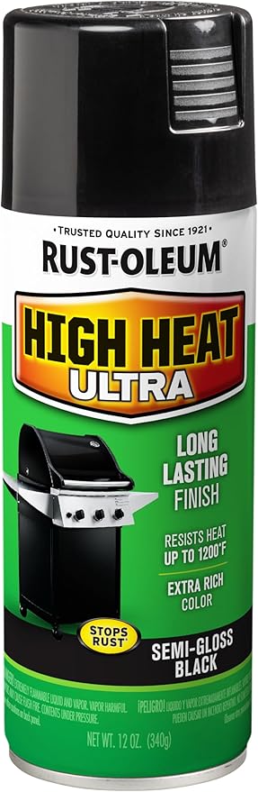 Rust-Oleum 241169-6PK High Heat Ultra Spray Paint, 12 oz, Black, 6 Pack