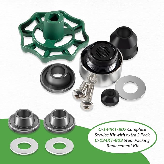 C-144KT-807 Wall Hydrant Complete Service Kit and 2 Pack C-134KT-803 Stem Packing Replacement Kit, for C-144 C-244 Series Wall Hydrants