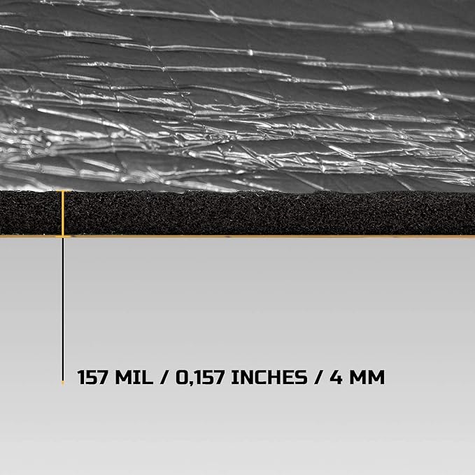 Siless Liner 157 mil 51 sqft Aluminum Foil Finish Car Sound Deadening & Heat Insulation Closed Cell Foam - PE Foam Sound Deadener