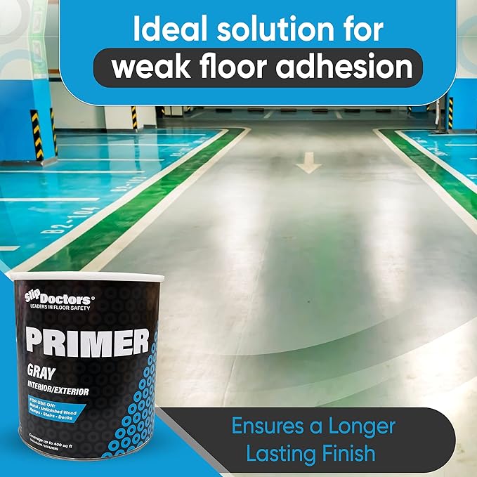 Slip Doctors Epoxy Paint Primer (Quart) for Wood, Metal and Concrete – Ideal for Exterior and Interior Floors and Stairs – Fast Drying & Corrosion Resistant