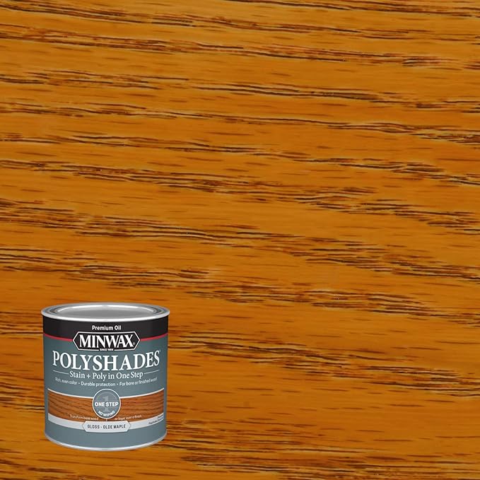 Minwax PolyShades Wood Stain + Polyurethane Finish – ½ Pint, Olde Maple, Gloss