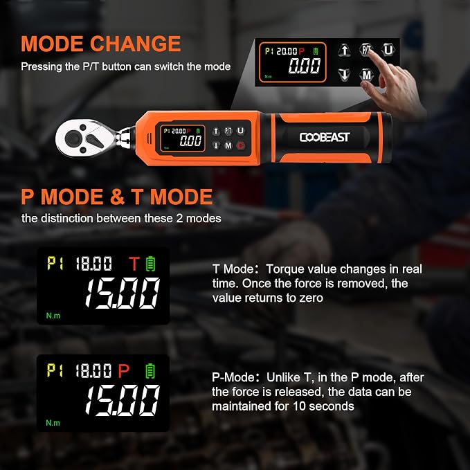 1/4 Drive Digital Torque Wrench,Preset Value(0.33-22.1 Ft.lbs./0.45-30Nm) | Buzzer and LED Alert,±2% High Accuracy,72-Tooth, Quick Release,Reversible,Large Screen,for Bike Motorcycle,Gift for Men,DIY