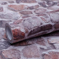 Pink Brick Wallpaper Peel and Stick Realistic Textured Rock Stone Vinyl Wall Paper Faux Brick Look Wall Covering Self Adhesive Contact Paper Embossed Vintage Removable 23.6" X 193"