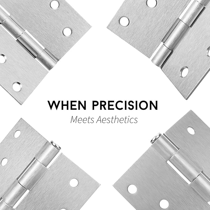 goldenwarm 18 Pack Nickel Door Hinges 4inch x 4 inch Door Hinges Brushed Nickel Door Hardware Satin Nickel Iron Door Hinge with Square Corners