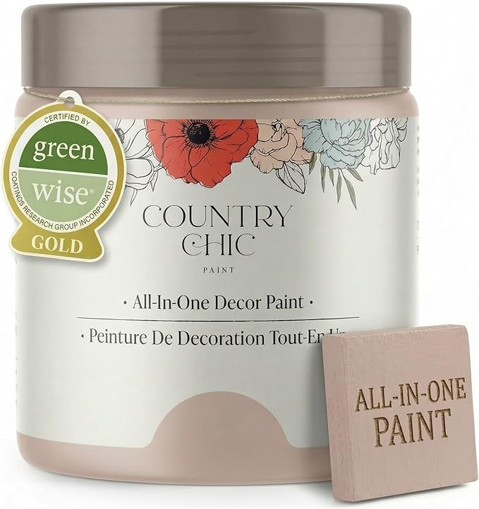 Country Chic All-in-One Chalk Paint for Furniture, Cabinets, Home Decor, Eco-Friendly, Matte Finish, Built-In Primer & Top Coat for Wood, Metal - Ooh La La (Light Pink) - 8 oz (237 ml)