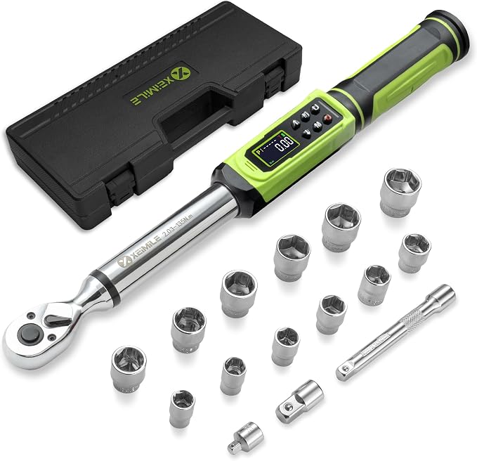 3/8" Digital Torque Wrench-1.5-99.6Ft.Lb for Car Motorcycle Repair | Electronic Torque Wrench 3/8 Drive(2-135N.m),Vibration Buzzer LED Indicator,±2% Accuracy Five Units for Bike Tire Auto Repair