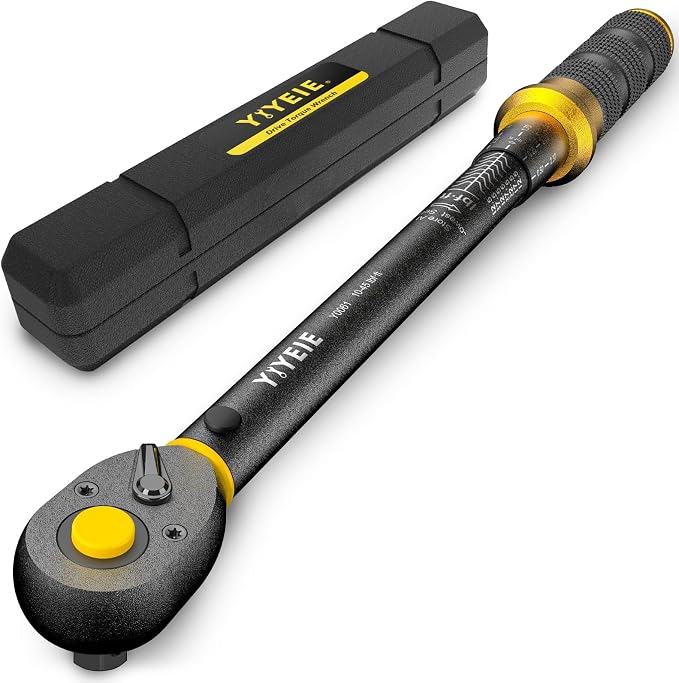 Upgrade 3/8" Drive Torque Wrench, 10-45 Ft-Lb (13.6-61 Nm) | ±3% High Accuracy, 72-Tooth Ratchet, Loud Click-Stop, Spark Plug Torque Wrench for Motorcycle, with Easy-to-Use Locking Ring