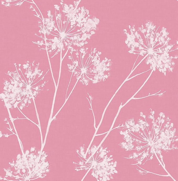 NextWall One O'Clocks Botanical Peel and Stick Wallpaper (Pink)