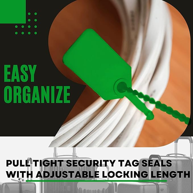 JAVIKA 9.2-inch Plastic Tamper Seal Tags, Pull-Tite Security Seal, Zip Ties | One-piece construction, Self-Locking & Versatile, Easy to Use and Write On, Wide Range of Applications
