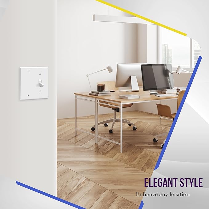 ENERLITES Combination Toggle Switch/Blank Device Wall Plate, Standard Size, 2-Gang 4.5" x 4.57” Light Switch Cover, Polycarbonate Thermoplastic, UL Listed, 880111-W, White, 2 Pack