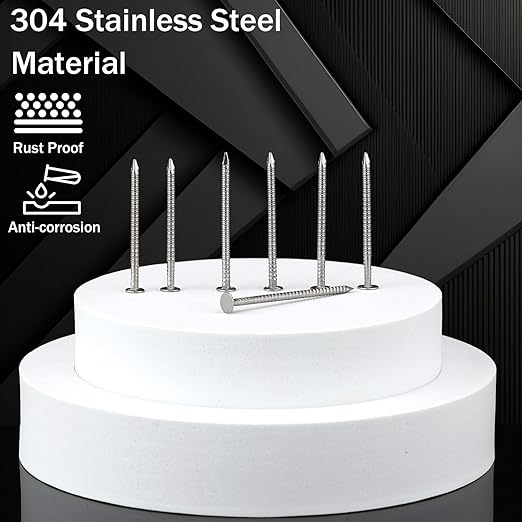 Tandefio 2 Pounds Box 1-1/2 Inch Siding Nails 304 Stainless Steel Roofing Nails Flat Head Hardware Nail Shingles Roofing Tile and Slating Nail for Wall, Siding, Hardware, Cedar Wood, Decking