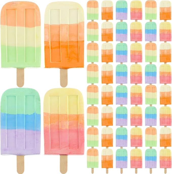 Mooliwe 48 Pcs Ice Cream Sidewalk Chalk Set Multicolor Party Favors Bulk Washable Safe Outdoor Chalk for Kids Adults Fun Summer Playground Outdoor Activities Painting on Chalkboard Blackboard
