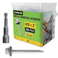 #10 x 2 Inch, 300 Pcs Hex Head Metal Roofing Screws, Zinc Plated Sharp Point Sheet Metal Roof Screw with Rubber Washer, Self Tapping Metal to Wood Siding Screws, Hex Socket Included