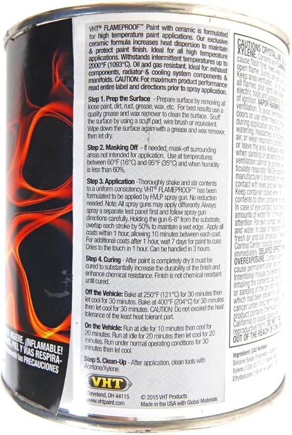 VHT ESPB10200 Flameproof Coating Flat Black Quart, 32. Fluid_Ounces