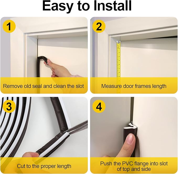 40 Feet Door Weather Stripping, Kerf Weather Stripping for Doors with Groove, Kerf Door Seal for Large Gap and Easy Installation(40, Brown)
