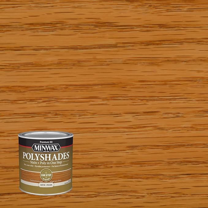 Minwax PolyShades Wood Stain + Polyurethane Finish – ½ Pint, Pecan, Satin