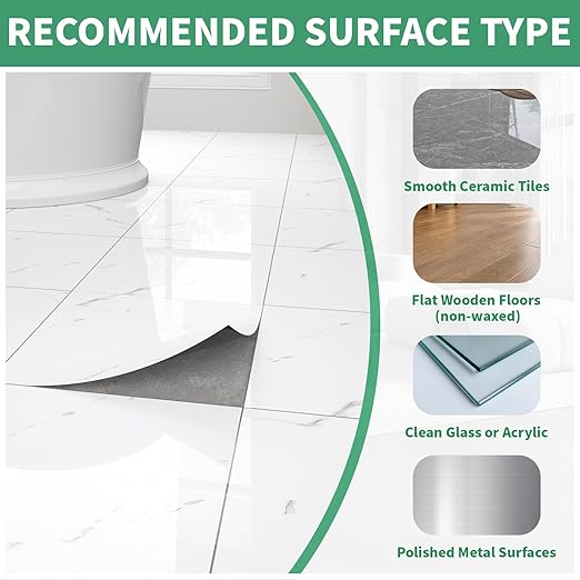 40-Pack Peel and Stick Floor Tiles Vinyl Floor 12 x 12 inch Self Adhesive Waterproof Glossy Flooring Planks DIY for Bathroom, Kitchen, Living Room, RV, Cover 40 Sq. Ft, Polish White Marble