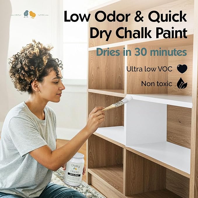 Chalky Chicks 4 Fl Oz Matte CottonTail White Chalk Paint for Furniture Without Sanding - No Prep Furniture Paint No Sanding All in One for Crafts, Wood, Cabinet, Walls, Metal, Dresser, Farmhouse