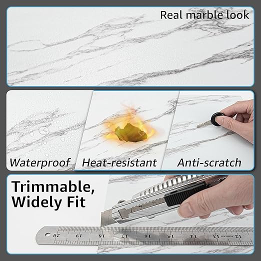 Art3d Peel and Stick Floor Tile, 10-Pack 12 x 12in. Covers 10 Sq.ft, Waterproof Vinyl Flooring Tiles Self Adhesive for Kitchen, Bathroom & Bedroom - Gray Marble