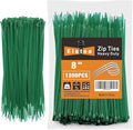 8 Inch Garden Green Zip Ties 1200 Pack, 35 LBS Tensile Strength, Self-Locking Nylon UV Resistant Cable Ties for Indoor and Outdoor