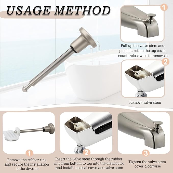 2pcs Tub Spout Diverter Repair Kit, Multi-Component Shower Diverter Kit & Diverter Repair Kit – Includes Diverter Valves, Seals & Adapters for Leaky Tub/Shower Faucets