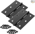 2 Pcs 3" Stainless Door Hinges,Stainless Steel Folding Butt Hinge Door Hinges with 12pcs Screws for Doors Wooden Boxes Windows (Black)
