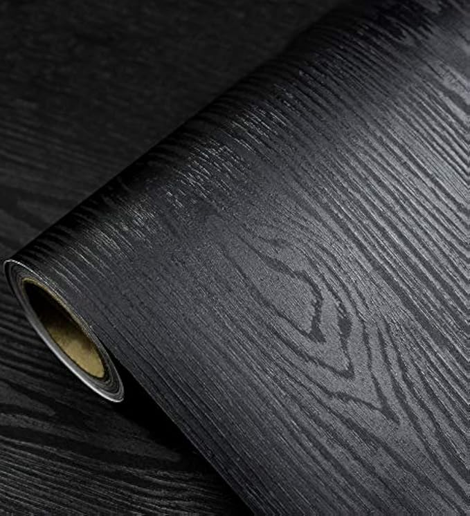 tiltil Black Wood Peel and Stick Wallpaper Wood Contact Paper 17.7" × 393" | Self-Adhesive Wallpaper Removable Waterproof Wall Paper Vinyl for Countertop Furniture Kitchen Countertop Easy to Clean