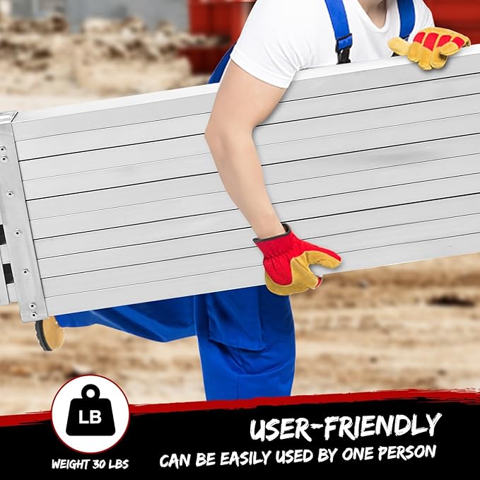 9-15FT Aluminum Telescoping Plank, 440lbs Capacity, Extension Scaffolding Plank with Skid-Proof Platform Scaffold Ladder Accessory