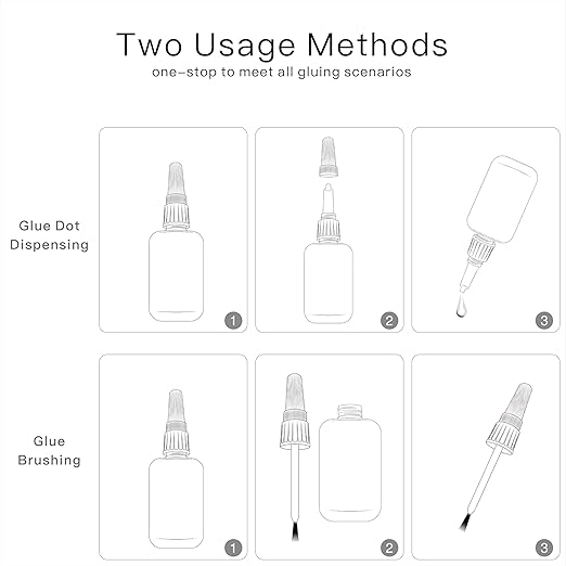 (2-in-1) Black Rubber Glue with Brush Applicator & Nozzle,Instant Glue Bonding Between Rubbers,Rubber and Other Materials,Instant Cement for Tire,Tube, Edge,etc
