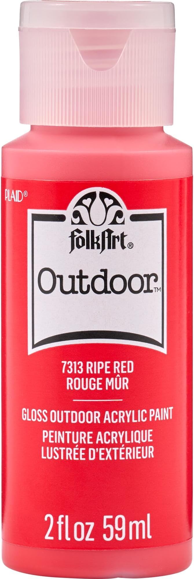 FolkArt Outdoor Acrylic Craft Paint, Gloss Finish, Ripe Red, 2 fl oz