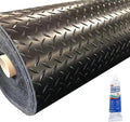 Heavy Duty Diamond-Plate Rubber Flooring Roll 4x8 FT, Multi-Purpose Waterproof Anti-Slip Floor Mat, Easy to Clean Under Equipment, Mats for Garage, Gym, Stable, Basement, Kennel