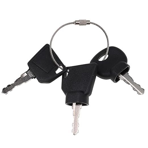 DVPARTS Heavy Equipment Key Set - 3 Keys on Ring - Black - Ignition - Manual Operation - Fits JCB, Bomag, Hamm, Roller, Compaction, Dynapac, Terex, Vibromax, Volvo, Ford, Moxy, New Holland and More