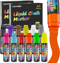 FansArriche Jumbo Chalk Markers Bulk, 15mm Window Markers for Glass Washable, 12 Colors Liquid Chalk Marker Erasable for Chalkboard, Blackboard, Car, 2-Pack