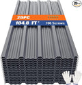 Brakki Metal Roofing Panels 20pcs 104.8 ft², Grey Corrugated Galvanized Steel Roof Panels with Screw, Heavy Duty Metal Siding Suitable for Garages Chicken Coop Sheds Stables Patio