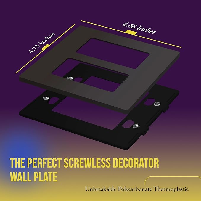 ENERLITES Elite Series Screwless Decorator Wall Plate Child Safe Outlet Cover, Size 2-Gang 4.68" H x 4.73" L, Unbreakable Polycarbonate Thermoplastic, SI8832-DB, Glossy, Dark Bronze