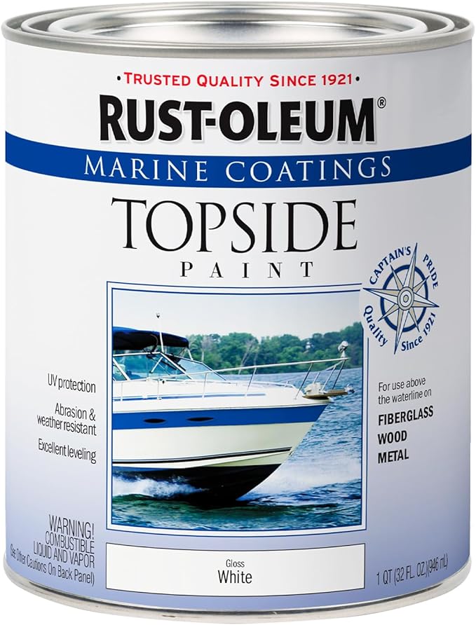Rust-Oleum 206999-4PK Marine Coatings Topside Paint, Quart, White, 4 Pack