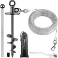 Dog Tie Out Cable and Stake, 50ft Chew Proof Stainless Steel Cable, 15" Heavy Duty Dog Anchor for Dogs Up to 125lbs, No Tangle, Dog Runner for Yard and Camping